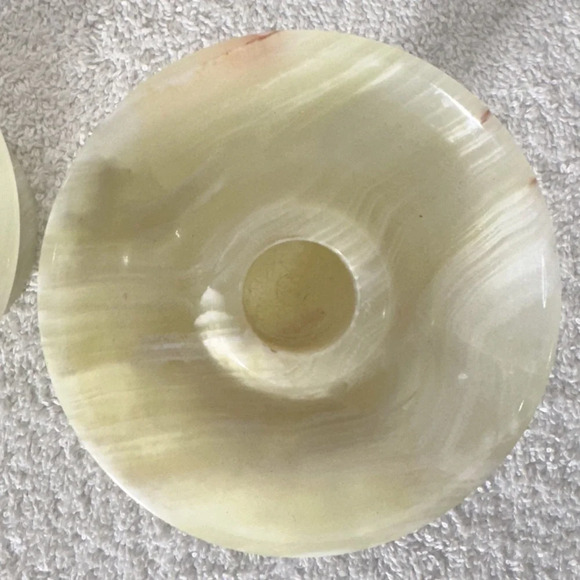 Vintage Yellow Onyx  Candlestick Holders X2 - Picture 13 of 16